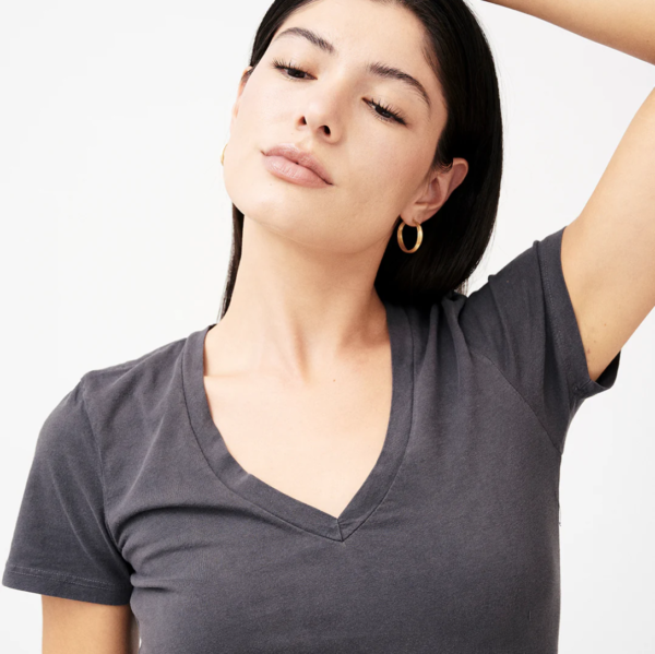Groceries: Naturally Dyed Organic Cotton V Neck Tee - Image 2