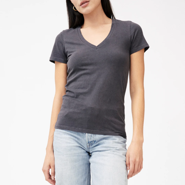 Groceries: Naturally Dyed Organic Cotton V Neck Tee - Image 3