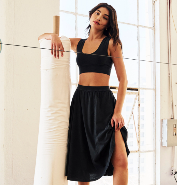 Groceries: Naturally Dyed Organic Cotton Midi Skirt with Pockets - Image 2