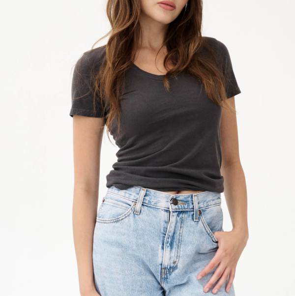 Groceries: Naturally Dyed Organic Cotton Scoop Neck Tee - Image 2
