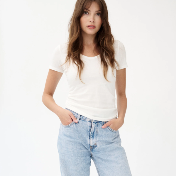 Groceries: Naturally Dyed Organic Cotton Scoop Neck Tee - Image 3