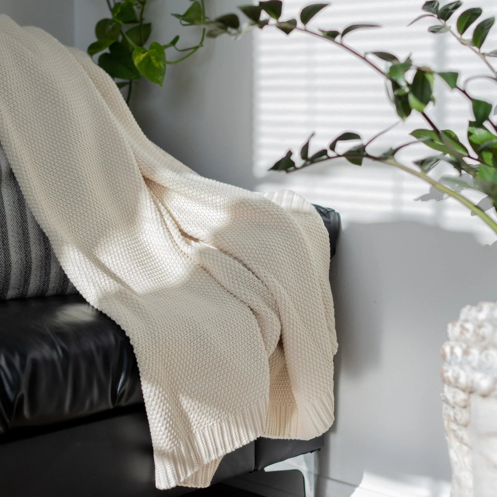 Aizome Regenerative Organic Knitted Blanket